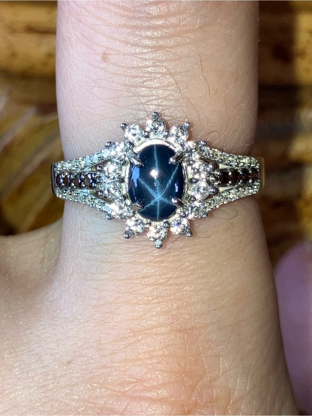 Natural Star Sapphire Sterling Silver Ring Size 8